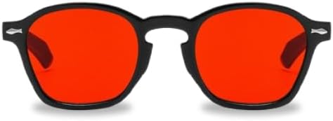 Oculos-De-Sol-Retro-Com-Lente-Vermelha-E-Armacao-Preta.jpg Óculos De Sol Retrô Com Lente Vermelha E Armação Preta Confortável