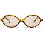 Óculos De Sol Solon Unissex Oval Tartaruga Mel Translúcido Lentes Marrom Claro UV400 Armação Leve Estilo Retrô Vintage Fashion Casual Para Praia Passeios Viagem Uso Diário Elegante Premium - Imagem 2