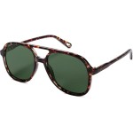 Óculos de Sol Aviador Polarizado Unissex Retrô 70/80 com Armação em Policarbonato Tartaruga e Lentes Verdes UV400
