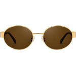 Óculos de sol ovais retrô para mulheres e homens polarizados moderno armção metalica dourada+ porta oculos tendencia 2026 UV 400