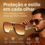 Óculos Aviador Masculino Premium Gold Brown | Proteção UV400 Total | Armação Metálica + Estojo - Imagem 5