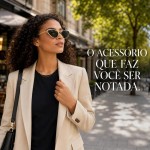 Óculos Feminino Vintage Cat Eye com Armação Metálica Dourada - Imagem 4