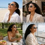 Óculos Feminino Vintage Cat Eye com Armação Metálica Dourada - Imagem 7