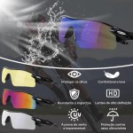 Trailabo Óculos de Sol Esportivos, Óculos de Ciclismo, Proteção UV, com Lentes Âmbar e Cinza, Polarizadas, Adequadas para Ciclismo, Corrida e Atividades ao Ar Livre - Imagem 4