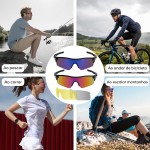 Trailabo Óculos de Sol Esportivos, Óculos de Ciclismo, Proteção UV, com Lentes Âmbar e Cinza, Polarizadas, Adequadas para Ciclismo, Corrida e Atividades ao Ar Livre - Imagem 7
