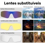 Trailabo Óculos de Sol Esportivos, Óculos de Ciclismo, Proteção UV, com Lentes Âmbar e Cinza, Polarizadas, Adequadas para Ciclismo, Corrida e Atividades ao Ar Livre - Imagem 8