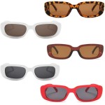 Óculos De Sol Hype Retrô Retangular Moda Unissex Blogueira Branco Marrom Vermelho e Onça SYANG - Imagem 4