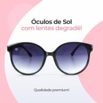 Óculos de Sol Feminino Redondo Preto Vintage - Imagem 8