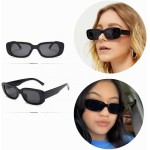 Óculos De Sol Unissex Tendência Retrô Vintage Retangular Preto Blogueira Moda - Imagem 4