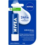 NIVEA Hidratante Labial Original Care 4,8g, Hidratação Intensa 24h, Protege contra Ressecamento, Cuidado Diário, Manteiga de Karité