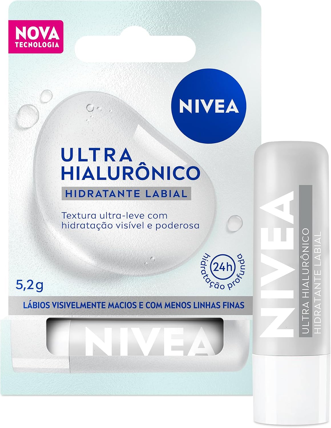 NIVEA-Hidratante-Labial-Ultra-Hialuronico-52g-Hidratacao-Profunda-24h-Labios.jpg NIVEA Hidratante Labial Ultra Hialurônico 5,2g, Hidratação Profunda 24h, Lábios Macios, Ácido Hialurônico, Efeito Volume Imediato