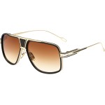Óculos Aviador Masculino Premium Gold Brown | Proteção UV400 Total | Armação Metálica + Estojo