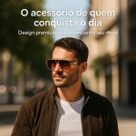 Óculos Aviador Masculino Premium Gold Brown | Proteção UV400 Total | Armação Metálica + Estojo - Imagem 2