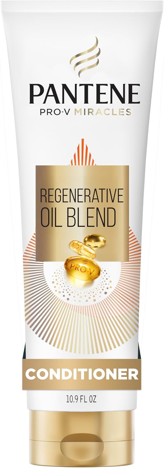 Pantene-Condicionador-Pro-V-Miracles-mistura-de-oleo-regenerativo-para-cuidados.jpg Pantene Condicionador Pro-V Miracles, mistura de óleo regenerativo para cuidados com danos extremos milagre de 1 minuto, hidrata, suaviza, óleos de argan e jojoba, 0% condicionadores sulfatados