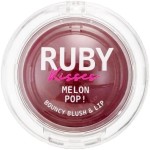 Ruby Kisses Blush e Lip Tint 2 em 1 Melon Pop Bouncy Wine Pop, Textura Creme para Pó com Vitamina E, Vegano - Imagem 2